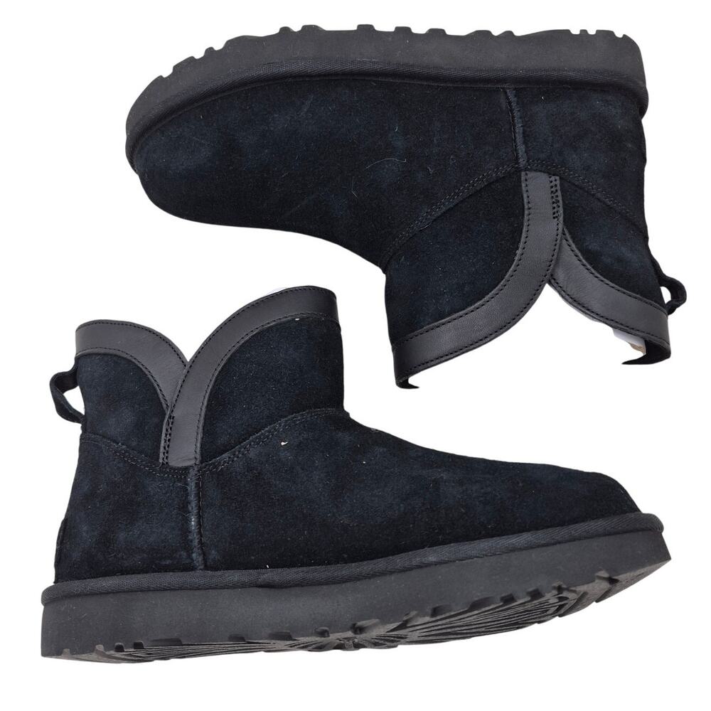 NEW UGG Classic Mini Lunara Booties black suede leather trim shearling womens 7